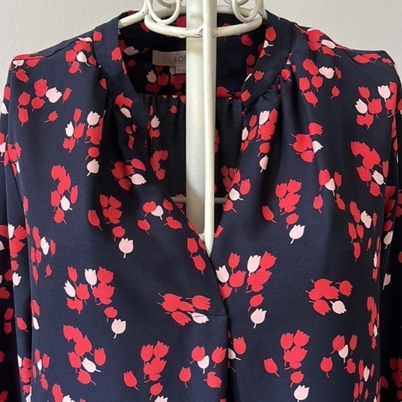NWOT Loft‎ navy blue pink floral dress - Picture 3 of 4
